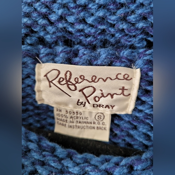 Vintage Puffed Shoulder blue and black cute sweater - Picture 5 of 7